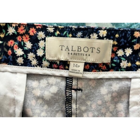Talbots Womens Cropped Floral Print Flat Front Pants Size 14P - Picture 7 of 8